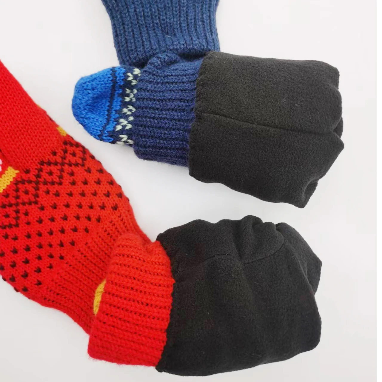 Wholesale Custom Logo Acrylic Knitted Children Gloves Finger Mittens Kids Mittens Winter Wool Gloves And Mittens