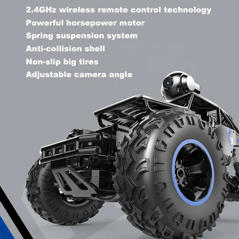 Remote Control Car 2.4Ghz 1/16 4WD with FPV HD Camera & Dual Control RC Mode Speed Vehicle for Children , Adult-Black