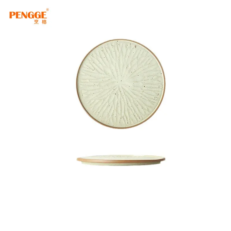 Commercial Japanese Tray Light Luxury Premium Steak Plate Stoneware Plate Round Plate Exquisite Western Ceramic Customized Logo