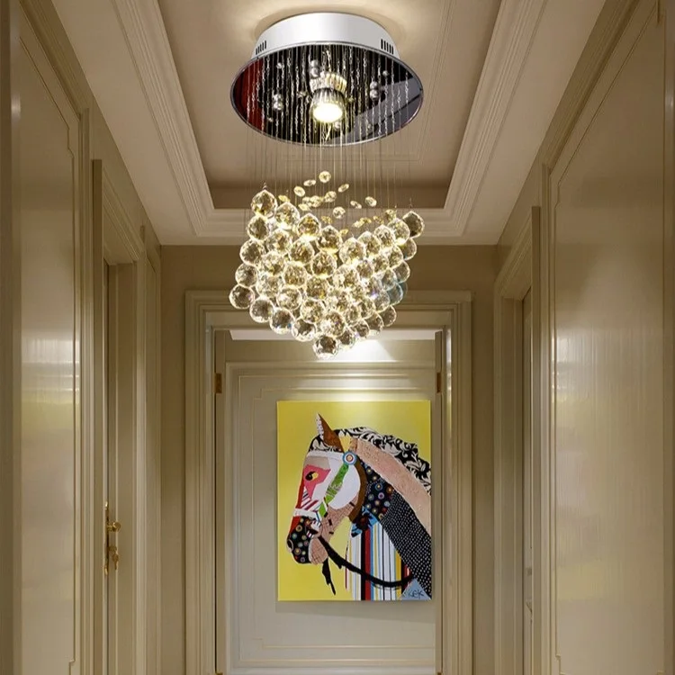High Quality Corridor Dressing Room Cloakroom Famous Small Pendant Lighting Fixture Nordic K9 Crystal Chandelier