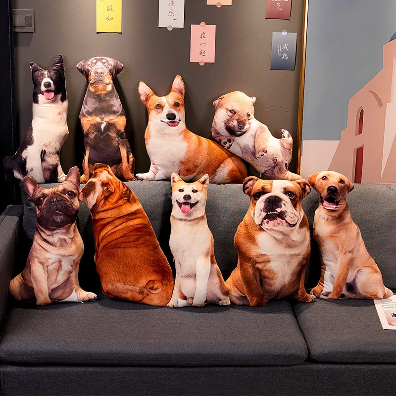 Cute Simulated 3D Printed Stuffed Soft Cuddly Dog Puppy Shepherd Corgi Shiba Ine Husky Warm Sofa Pillow Cushion Gift