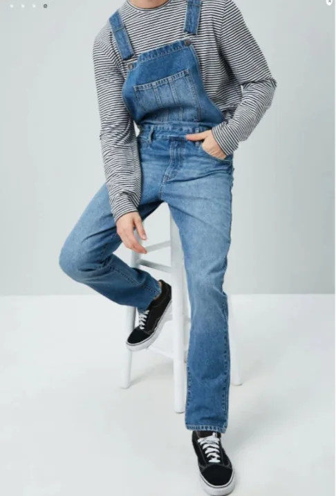 Custom-DK0037 Casual fashion winter 2021 pockets straight overall jeans jumpsuit denim men cotton jeans with zipper overalls for men