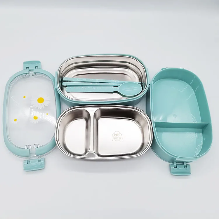 
Multi functional Leakproof Stackable 2 layers kids food container stainless steel thermos lunch box 2 compartments lunch box 