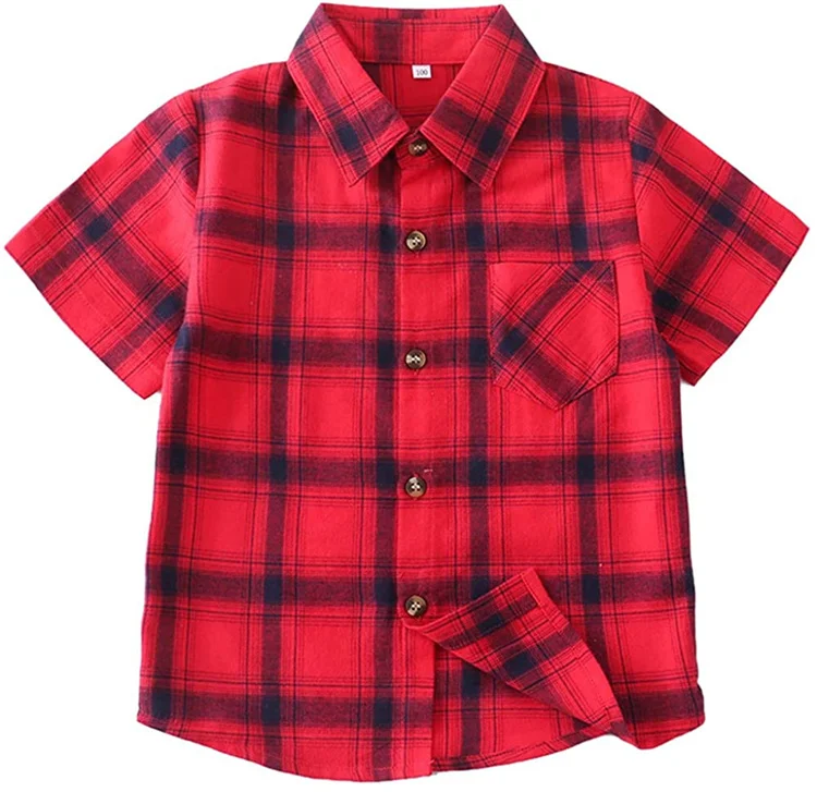 
Check button down short sleeve casual vintage shirts for teen girls wholesale 