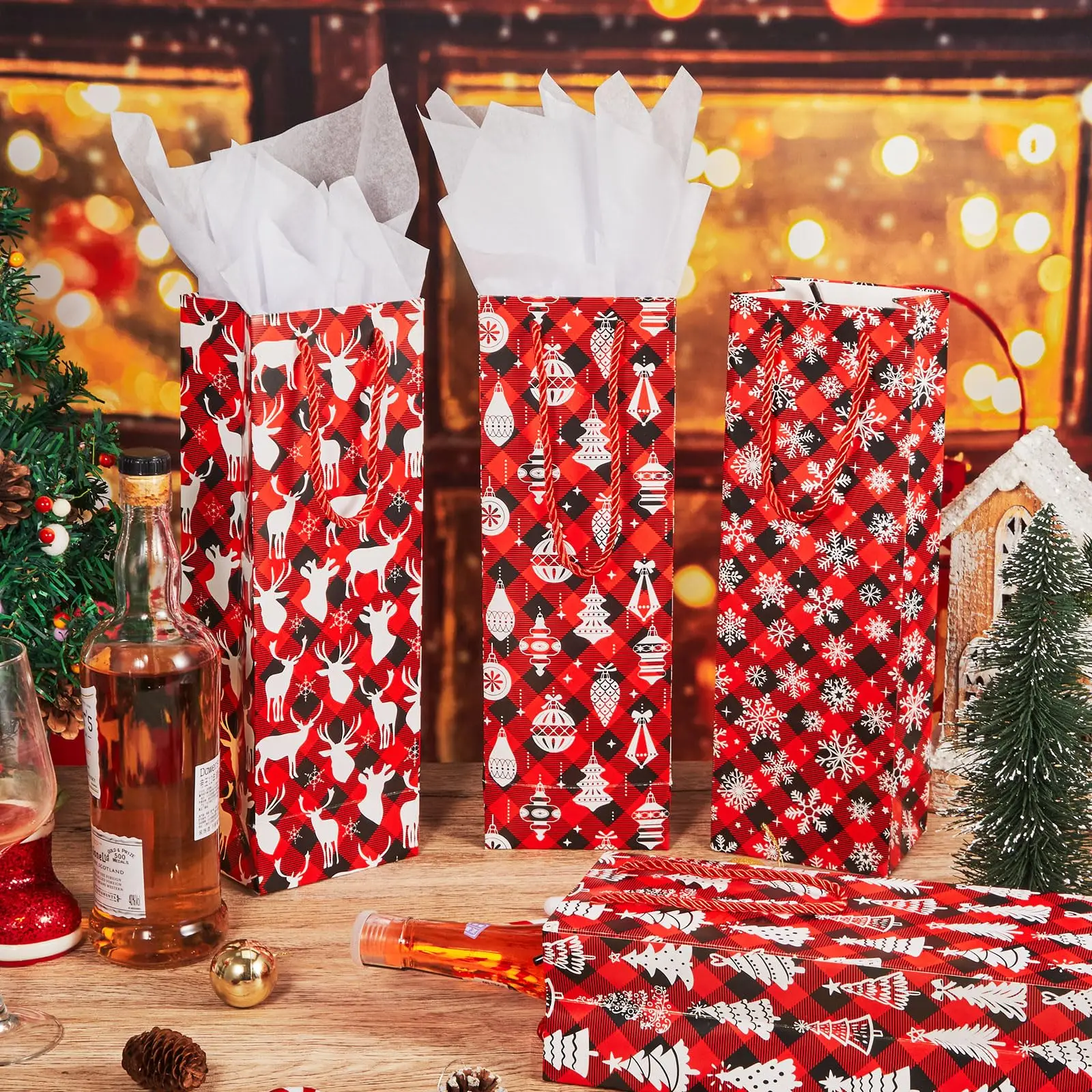 Wholesale Thickened Custom Paper Single Wine Bottle Bag