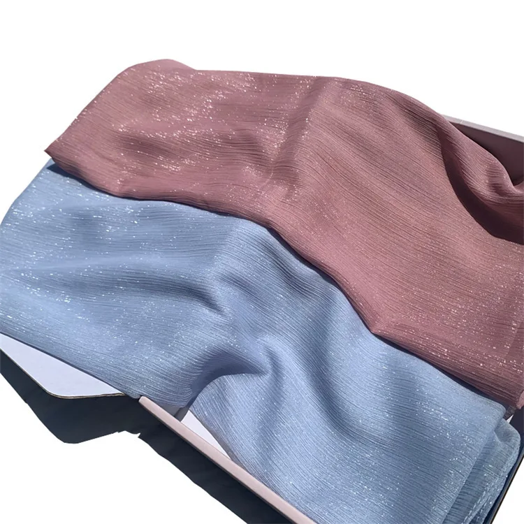 Wholesale 22 Colors Premium Chiffon Hijab Heavy Plain Shimmer Chiffon Muslim Hijab Malaysia Scarf
