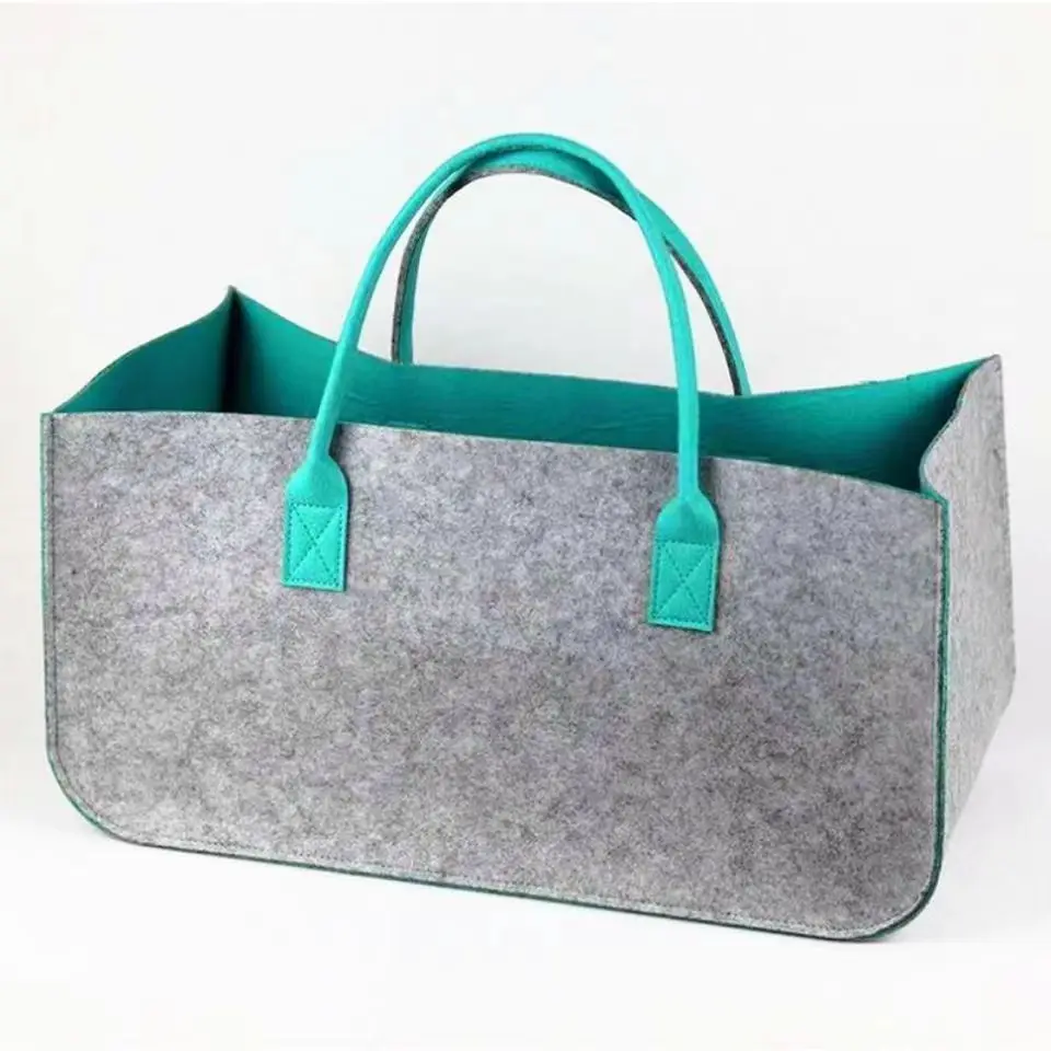 Promotion Reusable Felt Bag 3mm Eco-friendly Felt Foods Delivery Custom Large Firewood Basket Handbag Shopping Tote Bag