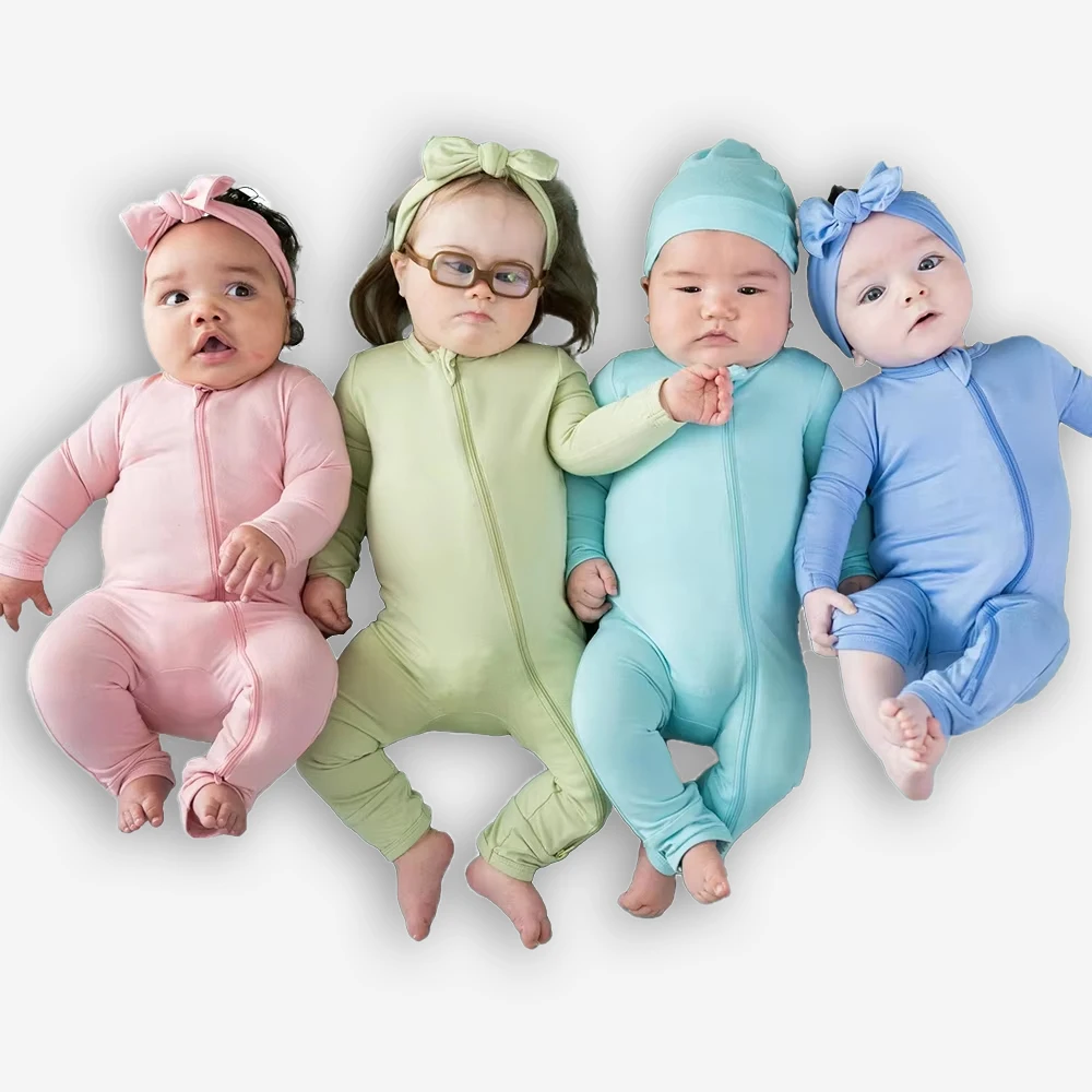 wholesale organic summer breathable baby clothing with zipper long sleeve baby boy clothing