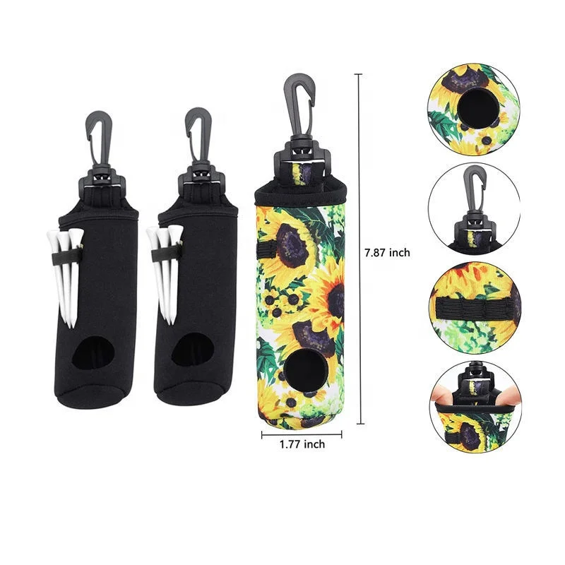 neoprene golf ball holder with tee holder and clip golf accessories printing logo golf ball pouch
