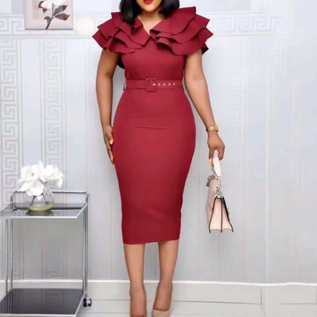 Office Dresses Ladies Women Elegant Skirt Business Wear African European American Plus Size Formal Dresses
