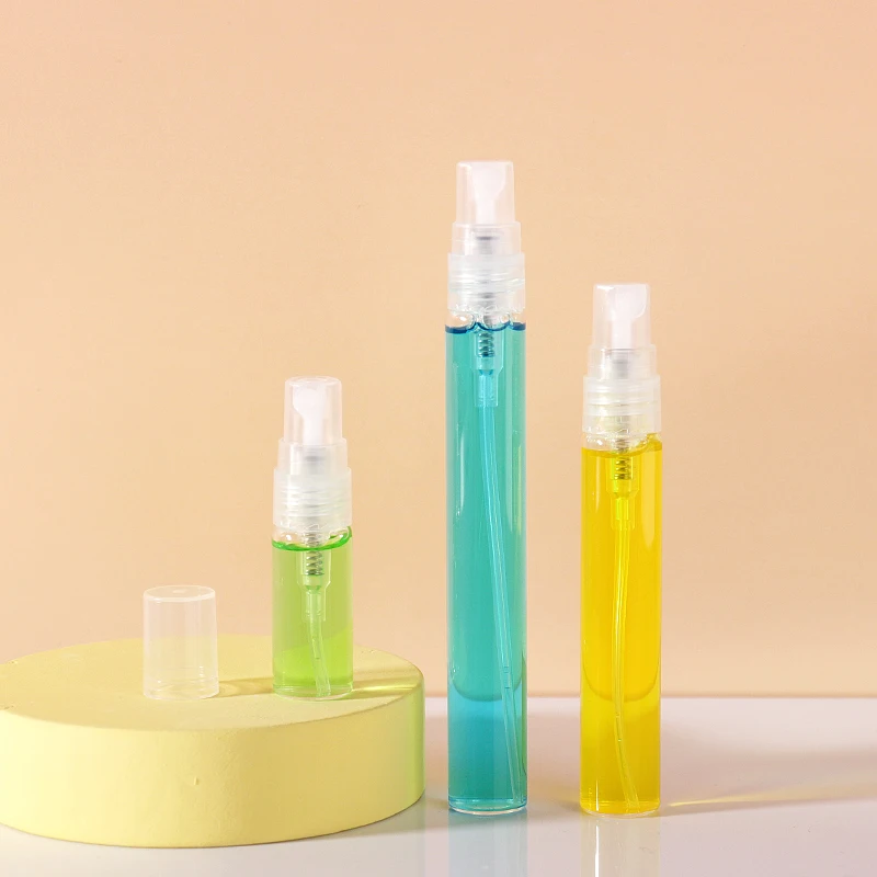 2ml 3ml 4ml 5ml 7ml 8m,l 9ml 10ml Mini Perfume Glass Bottle Plastic Lids With Atomizer Mist Spray For Perfume package
