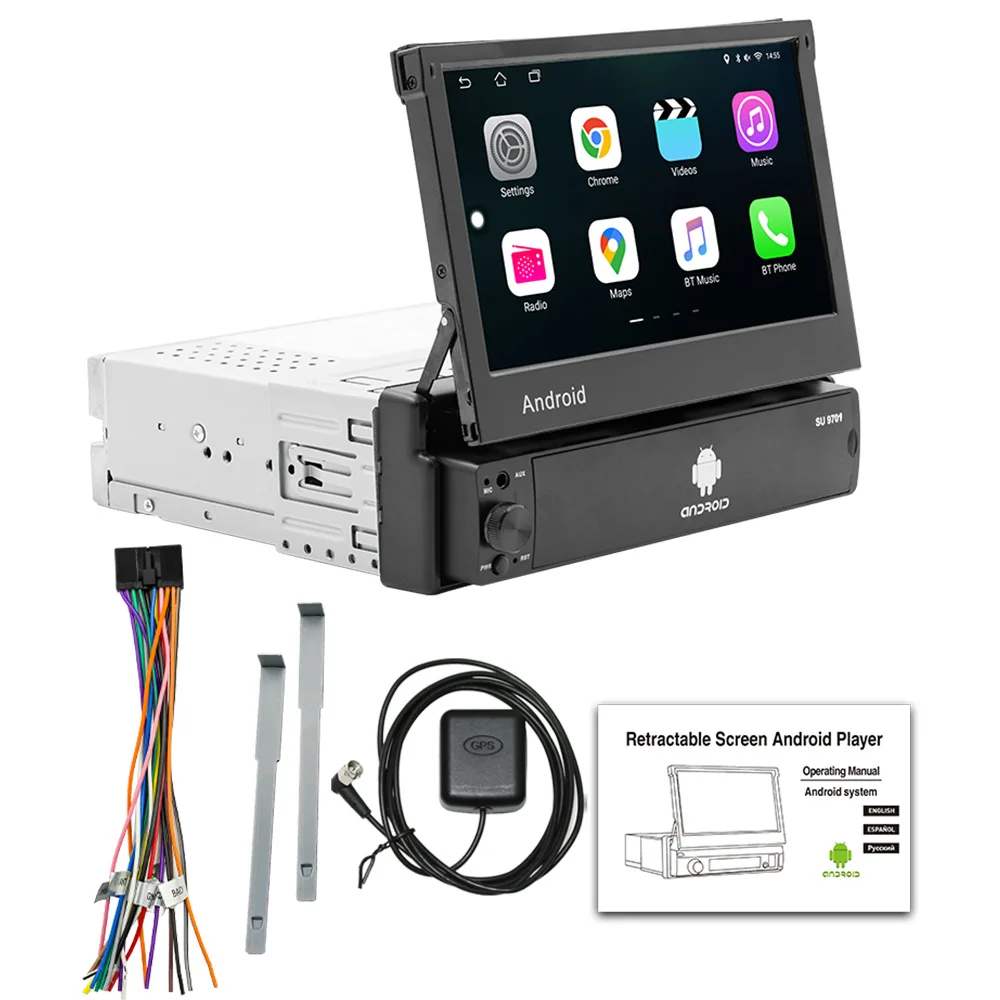 YOSOVLAMP 7-inch retractable screen car mounted Android GPS navigation system intelligent Bluetooth mobile phone connectivity