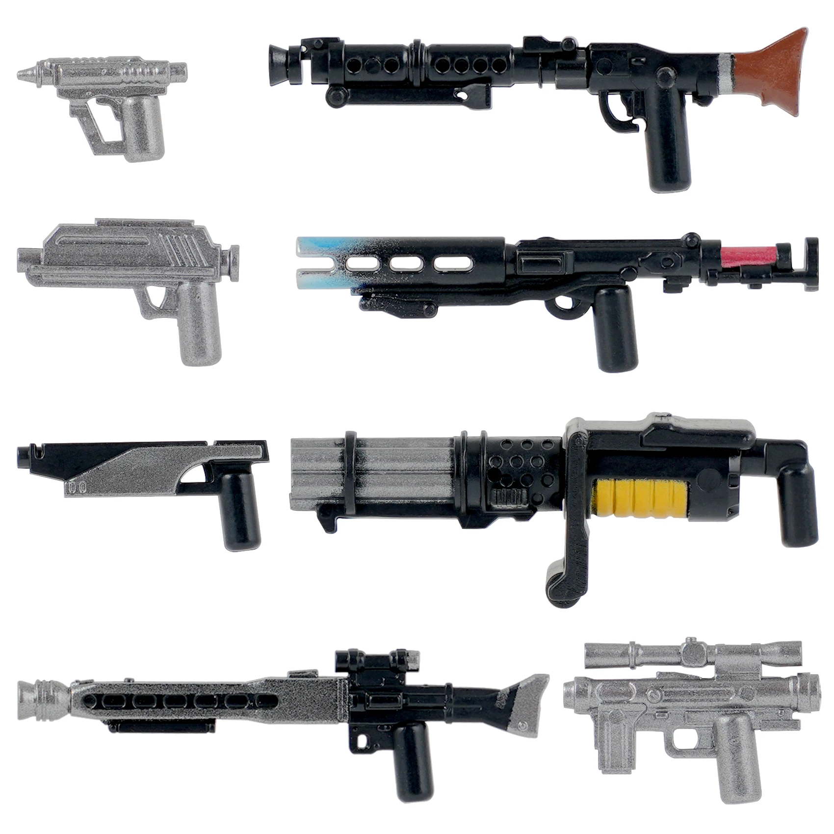 WQ31001-31005 Set Sell Space Wars Guns Weapons Color Printing Accessories Model Building Blocks Compatible DIY Kids Gift Toys