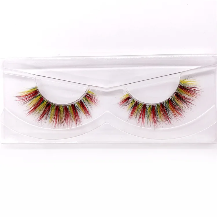 3d 5d colorful eyelashes crazy design party style color false lashes private label customer korea silk eyelash
