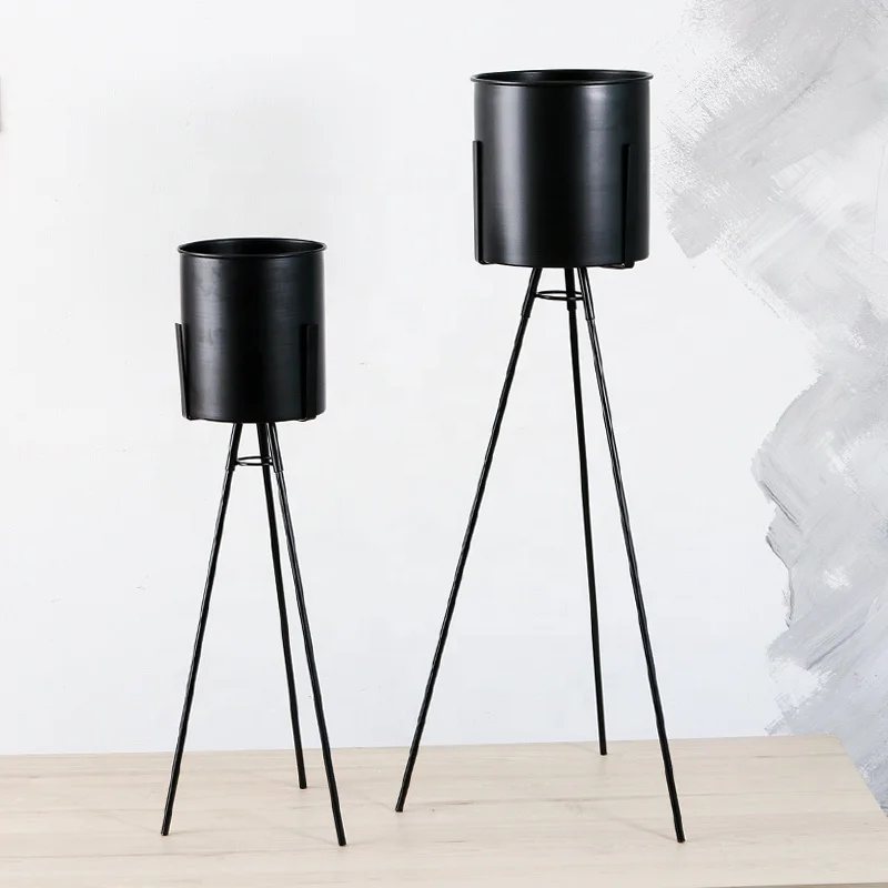 Modern Metal Planter House Home Decor Long Leg Wrought Iron Flower Pot Floor Stand for Indoor and Outdoor Garden Decoration