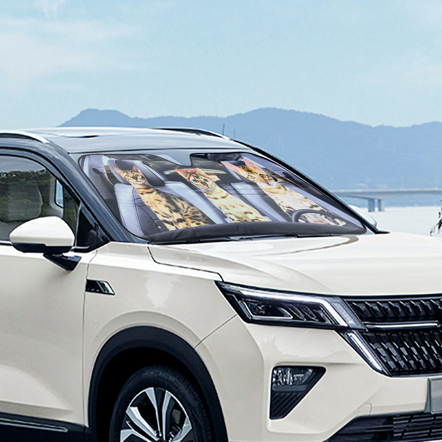 PE Bubble Foldable Car Sun Shades Front Custom Printing Car Sunshade Windscreen Car Umbrella Windshield Sun Reflector Sunshade