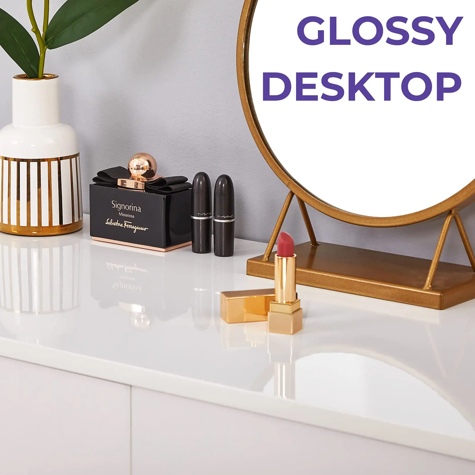 47 inch Makeup Desk with 2 Drawer Dressing Table for Girls Women Bedroom Modern White Computer Laptop Desk for Home Office