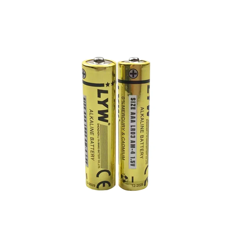 LYW Good wholesales High Quality OEM ODM Alkaline Battery LR03 AAA  AM4 1.5V Dry Battery for remote control toys