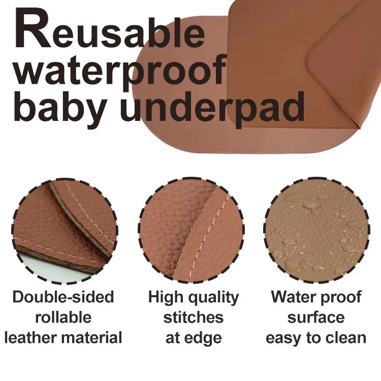 100% PU leather changing mat Waterproof and washable diaper pad