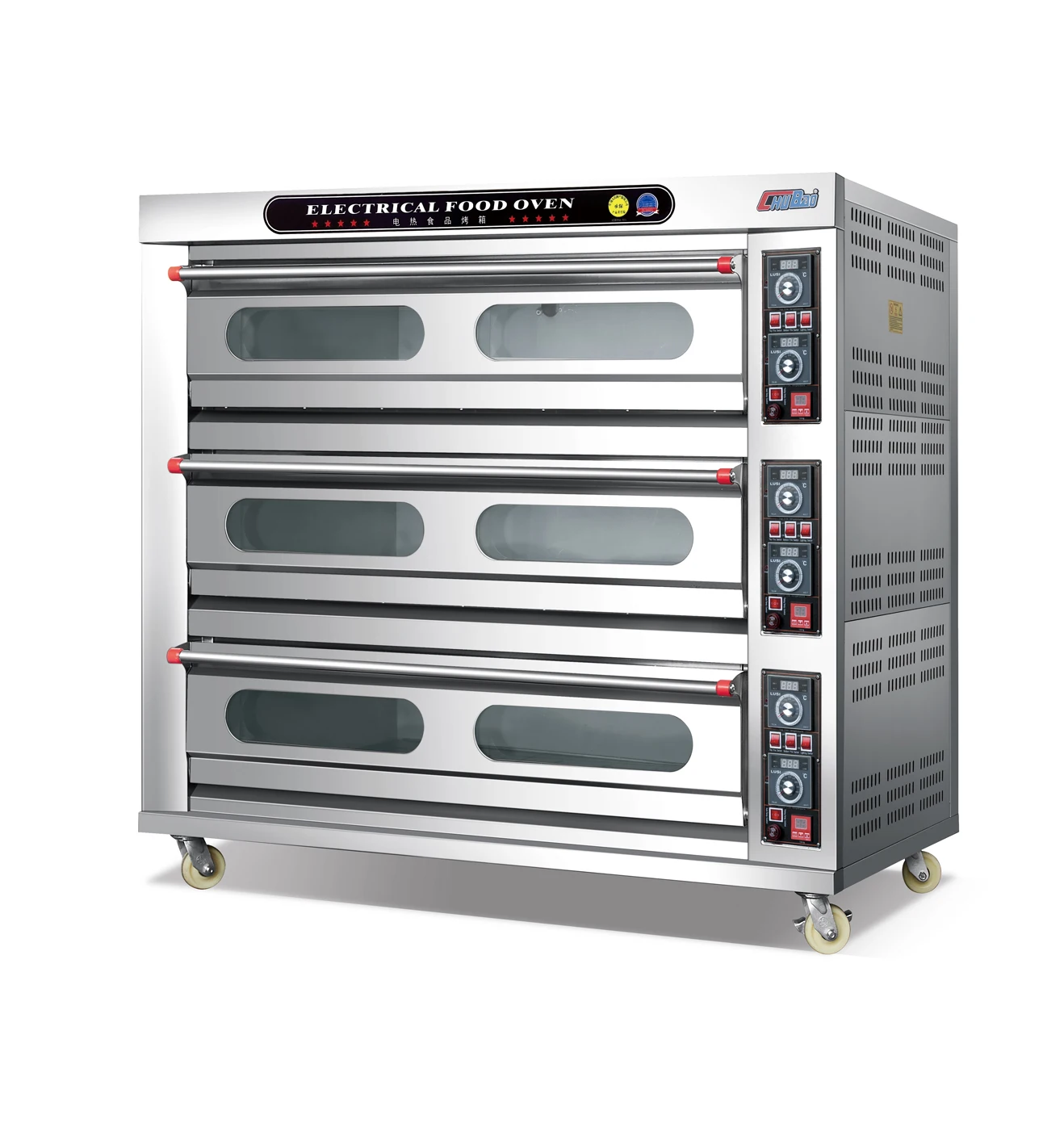 Customized commercial bakery equipment 3 deck 9 trays 12 tray electric bread pizza baking oven