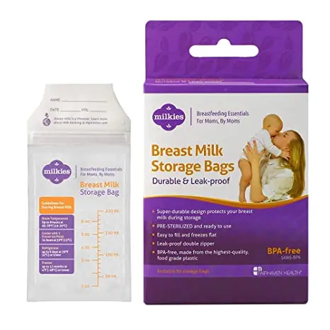 Custom Logo 30 Counts 200 ML Leak Proof Zipper Seal Breastmilk Breast Milk Storage Bag