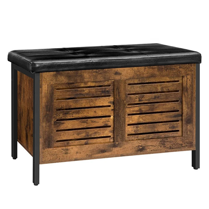 Lift Top Storage Chest Organizer with Safety Hinge, Storage Bench with Padded Seat, Shoe Bench