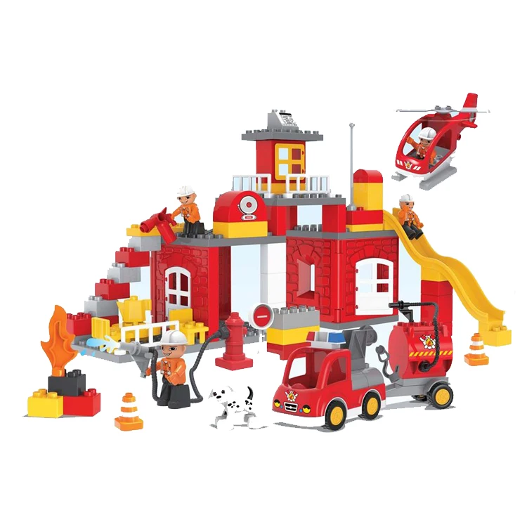 City fire station kids toy abs building material brick super builders blocks