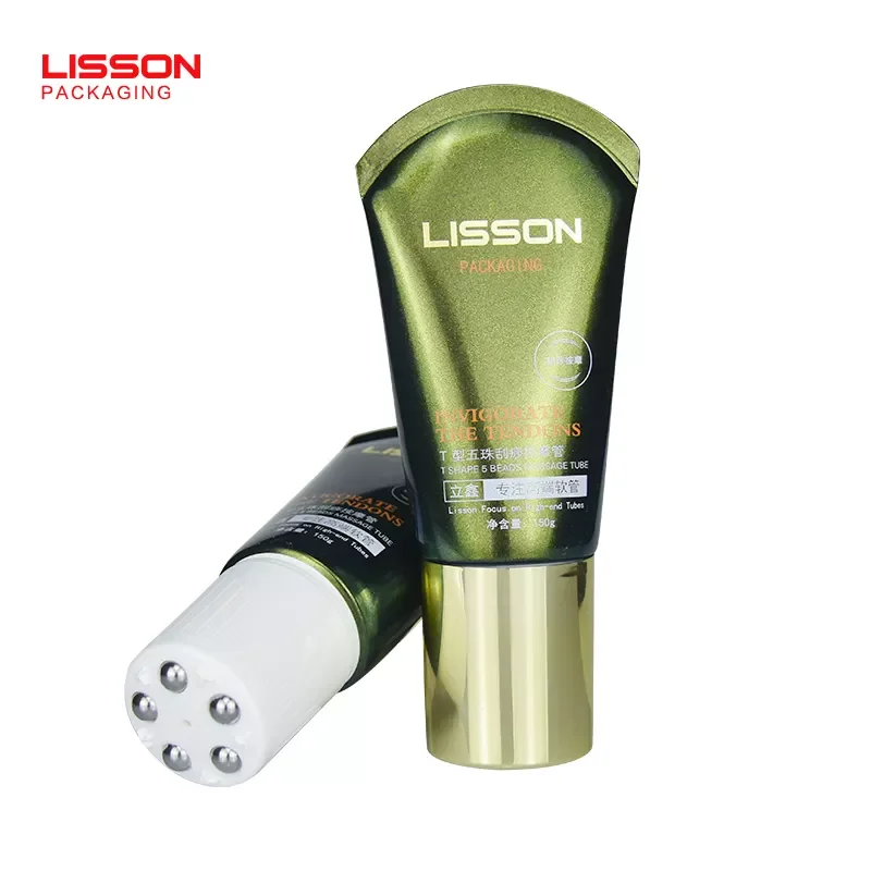 empty custom roller ball massage tube supplier with rotary switch for massage oil cream gel essence tube