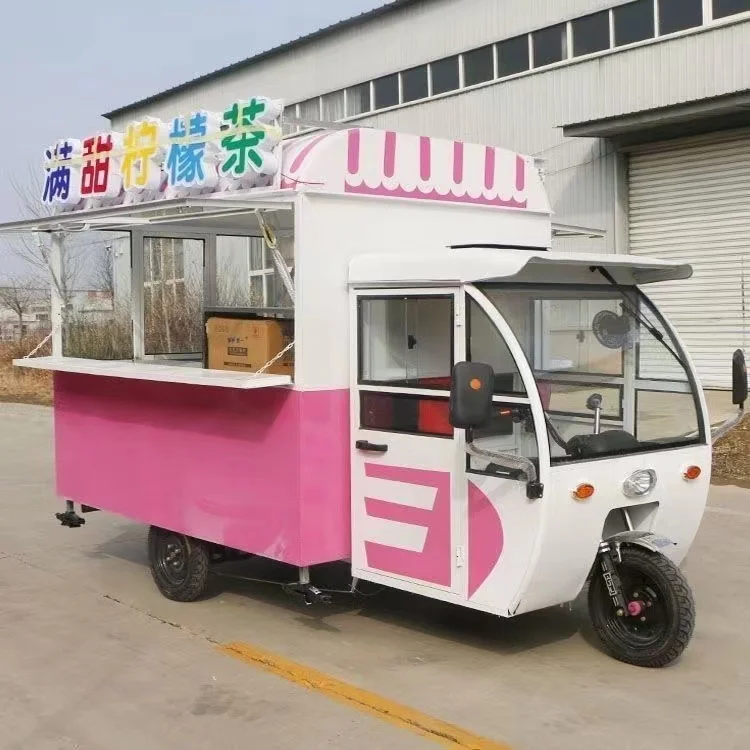 Snack cart Electric tricycle Semi-enclosed three-wheeled dining car Mobile Food truck