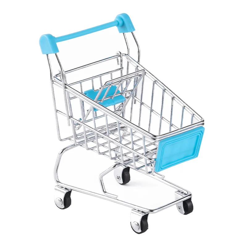 Dolhouse Mini Simulation Shopping Cart Small Trolley Model Toy Storage Car