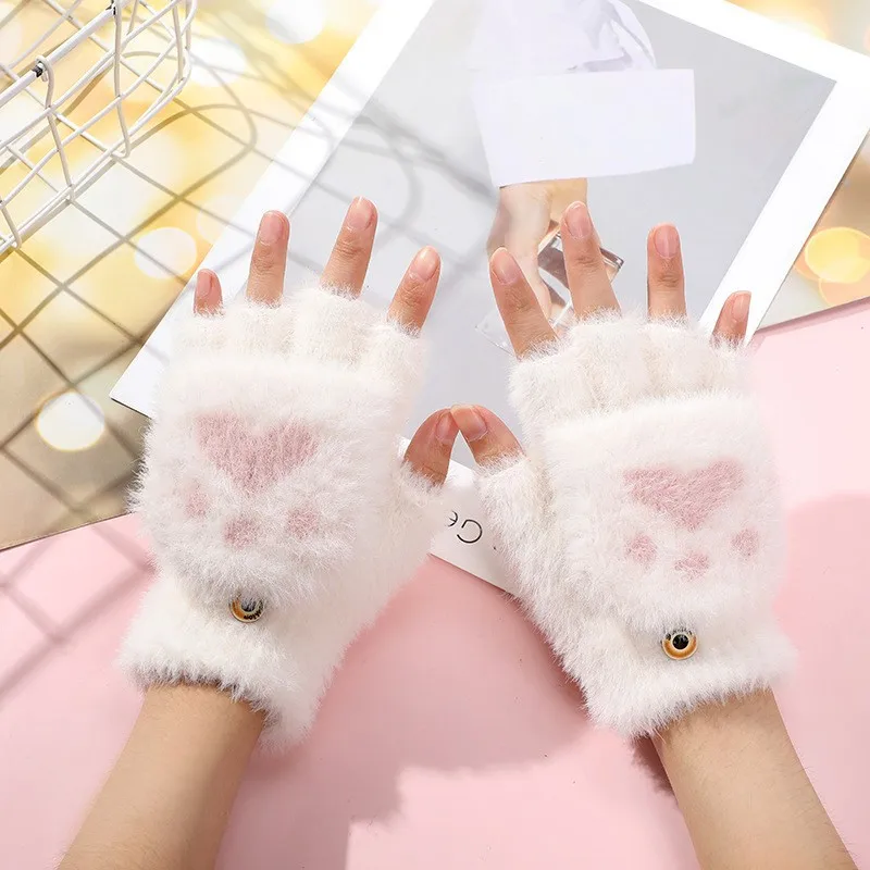 Hot Sell Knitted Flip Half Finger Gloves Women Winter Touchscreen Gloves