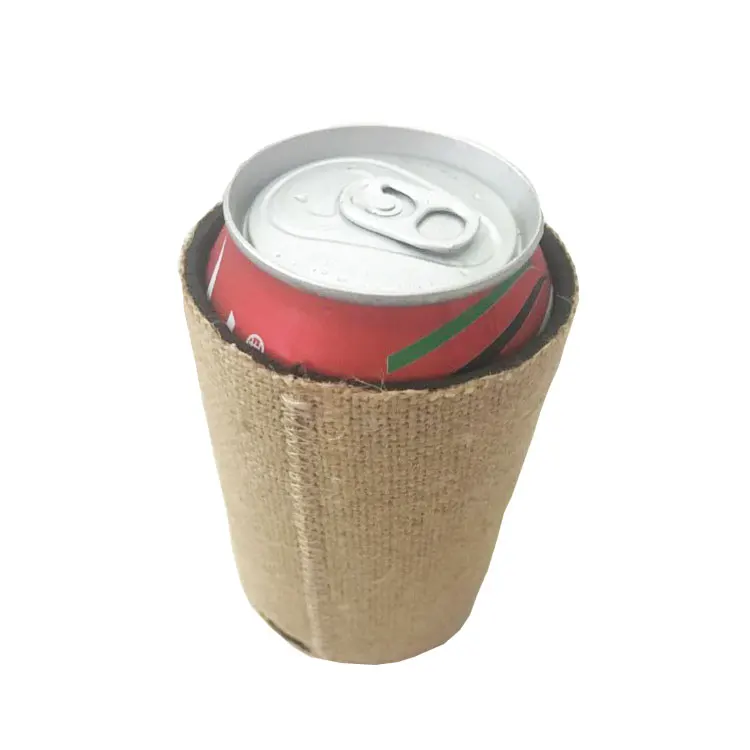 Hemp Surface Neoprene Beer Can Coolers 33cl Drink Linen Can Holder 12oz Jute can coozie
