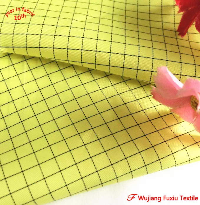 China supplier 2/1 twill polyester cotton blend uniform conductive thread carbon fiber fabric