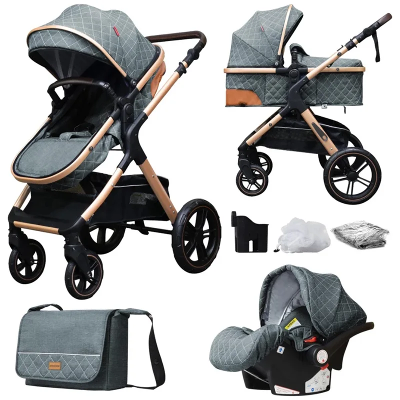 Light Baby Stroller 3-in-1 with Safety Seat, Baby Stroller with Multifunctional Safety