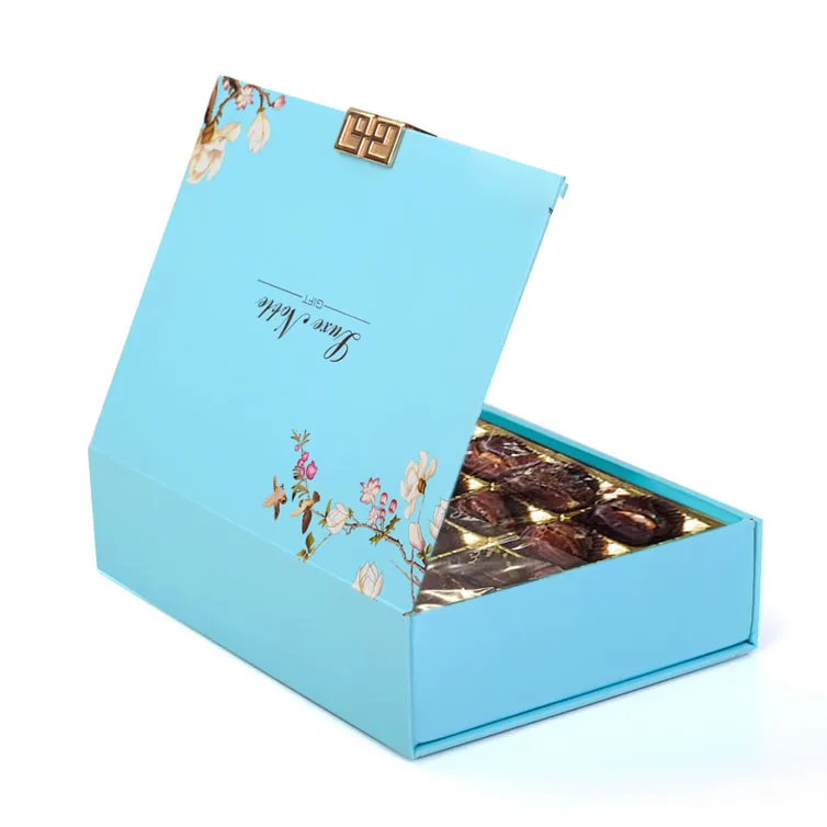 Luxury Custom Empty Cardboard Ramadan Date Packaging Chocolate Paper Box for Dates Packing
