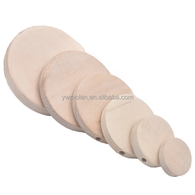 Flat Round Natural Wood 15mm 20mm 25mm 30mm 35mm 40mm Loose Woodcraft Beads for DIY Pendant Crafts Jewelry Making