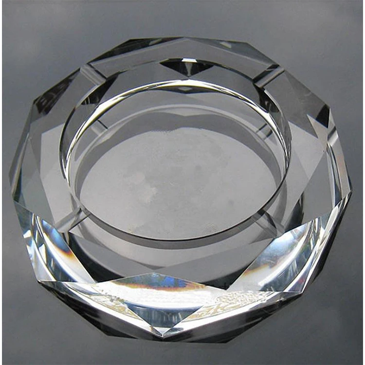 Personalized Custom Printed Logo K9 Crystal Cigarettes Cigars Octagon Large Glass Pocket Coating Crystal Ashtray