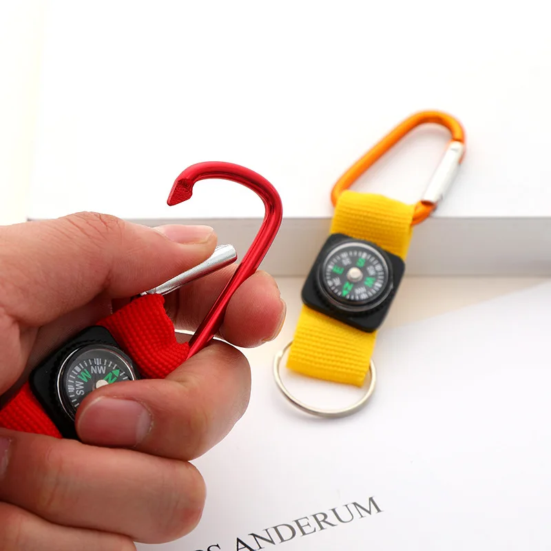Factory Wholesale Mini carabiner and compass key chain Metal carabiner key chain