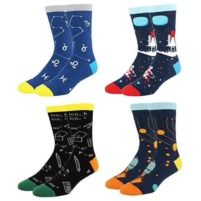 Novelty Funny Space Crew Crazy Fun Math Astronaut Rocket Galaxy socks