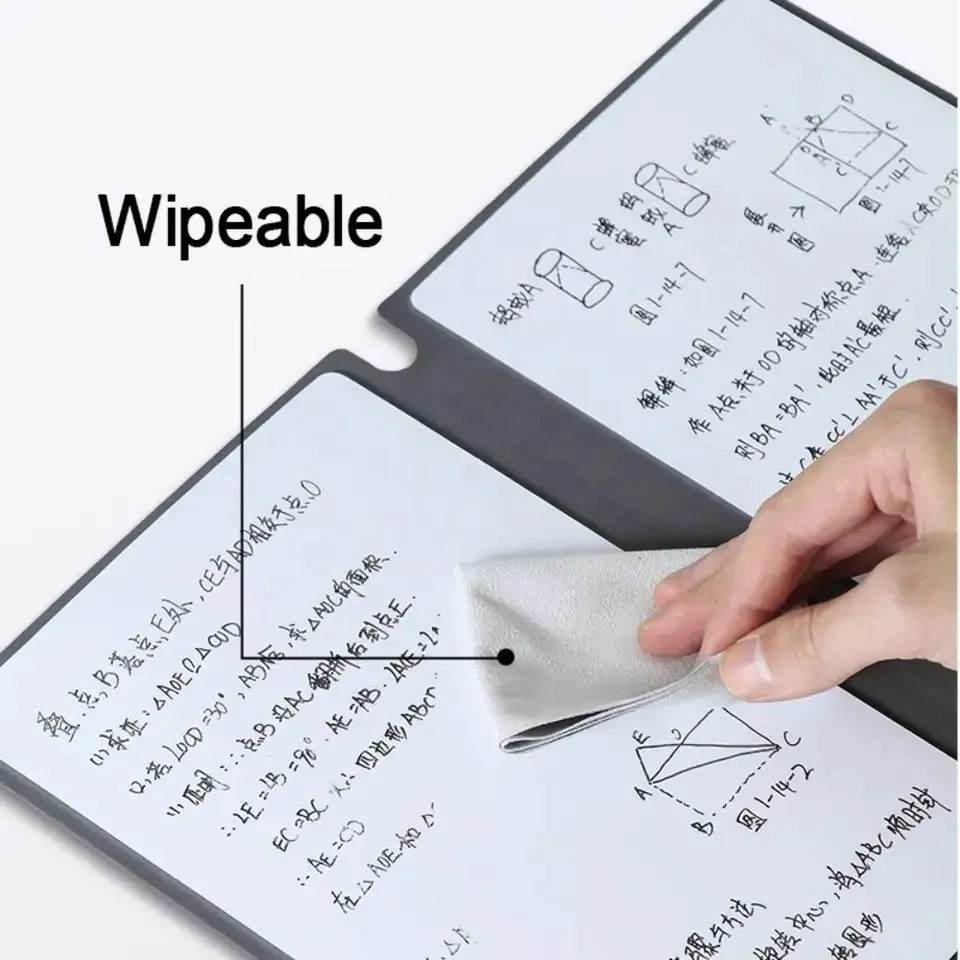 A5 reusable whiteboard notebook set with whiteboard marker and erasing cloth for portable memo