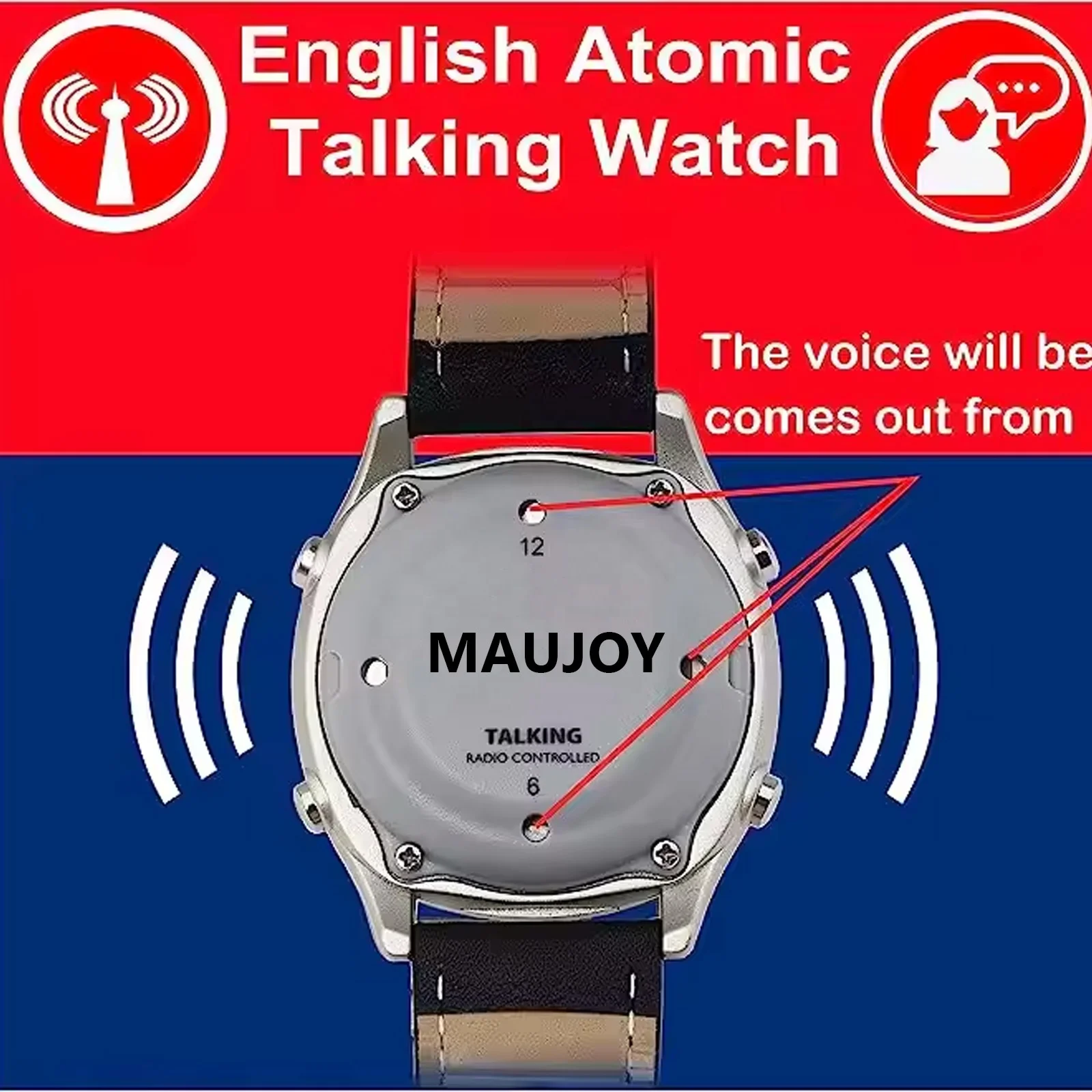 Radio controlled Talking Watch with 1 button for Visually impaired, Elderly or Blind Atomic Talking Watch Multi Band