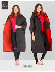 Waterproof custom surfing poncho towel dry changing robe with warm fleece