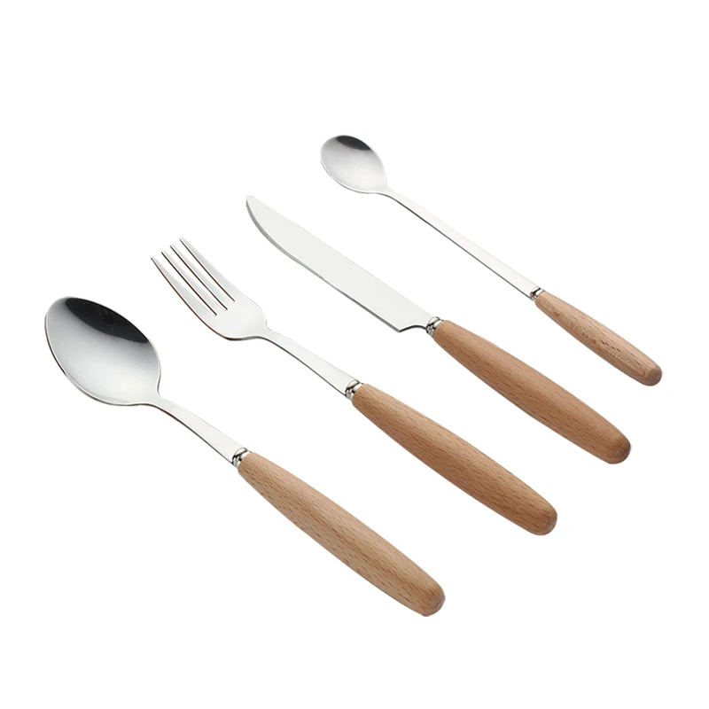 Mirror Polish Flatware Table Stainless Dinner Restaurant Knife High Quality Polished Cutlery Set With Wood Hand