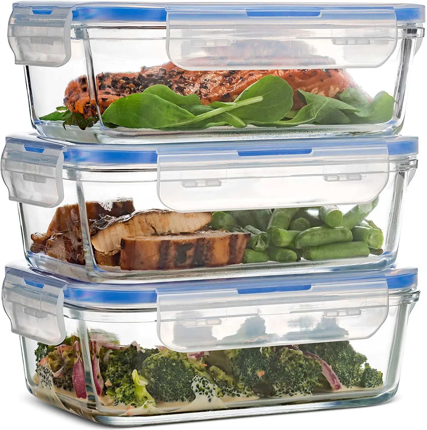 Glass Food Storage Baking Container Set Locking Lid For Storing & Serving BPA Free  Leak Proof Microwave