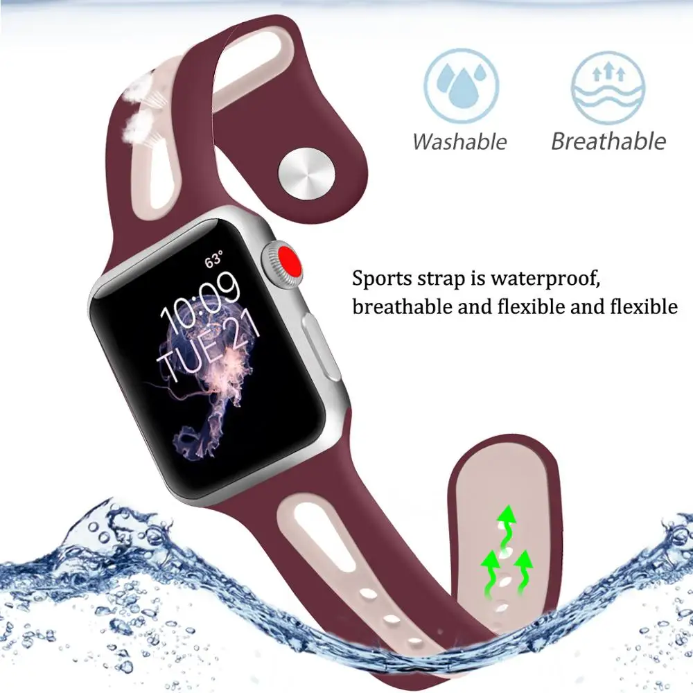  Ремешок силиконовый для Apple Watch band 5 4 3 2 1 цветной браслет-петля