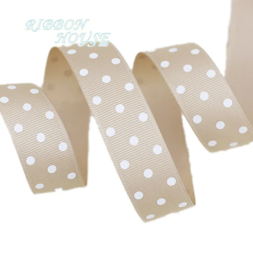 (10 yards/lot) 25mm Cartoon Polka Dots Printed Grosgrain Ribbon Lovely Series Ribbons Wholesale