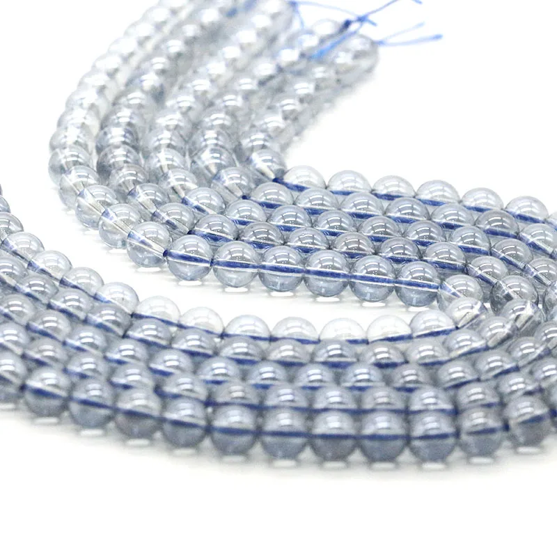 2024 hot sale Electroplated glass beads blue yellow green lampwork glass beads trendy jewelry crackle glass beads