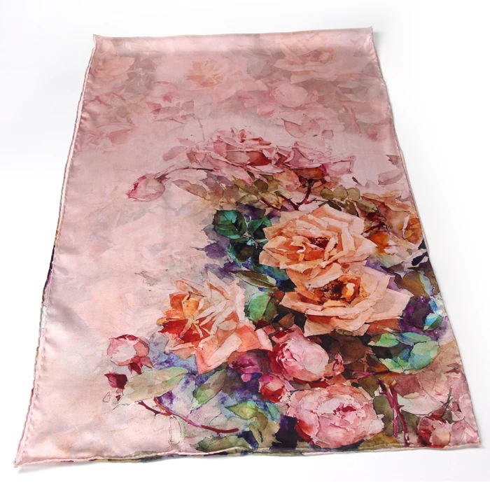 Custom wholesale digital printed head silk hair scarf bandana satin silk twill scarf women printing scarves