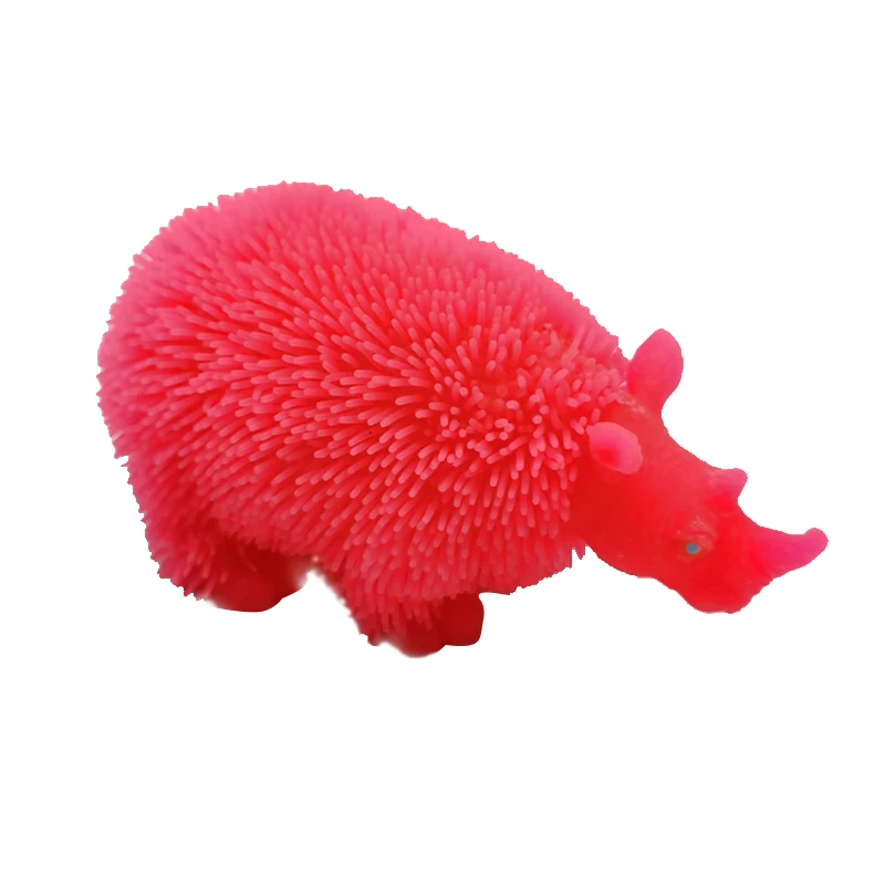 
Wholesale Stress Relief Led Flashing Spiky Balls Squeeze Light Up Lovely Animal rhinoceros Puffer Ball Toys for Kids Adult 