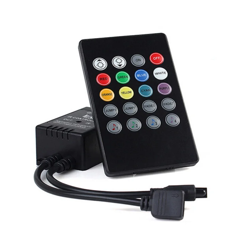 ИК-пульт дистанционного управления для музыки, 20 клавиш, черный звуковой датчик, модуль дистанционного управления для RGB светодиодной ленты